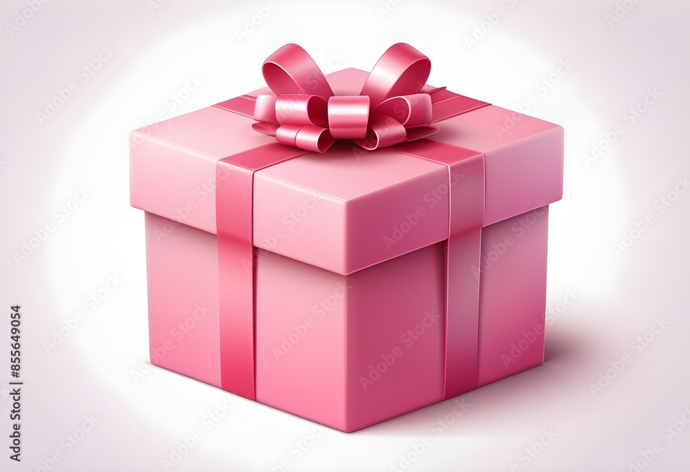 Pink square holiday gift box with realistic 3D design. Pink square holiday gift box with realistic 3D design.