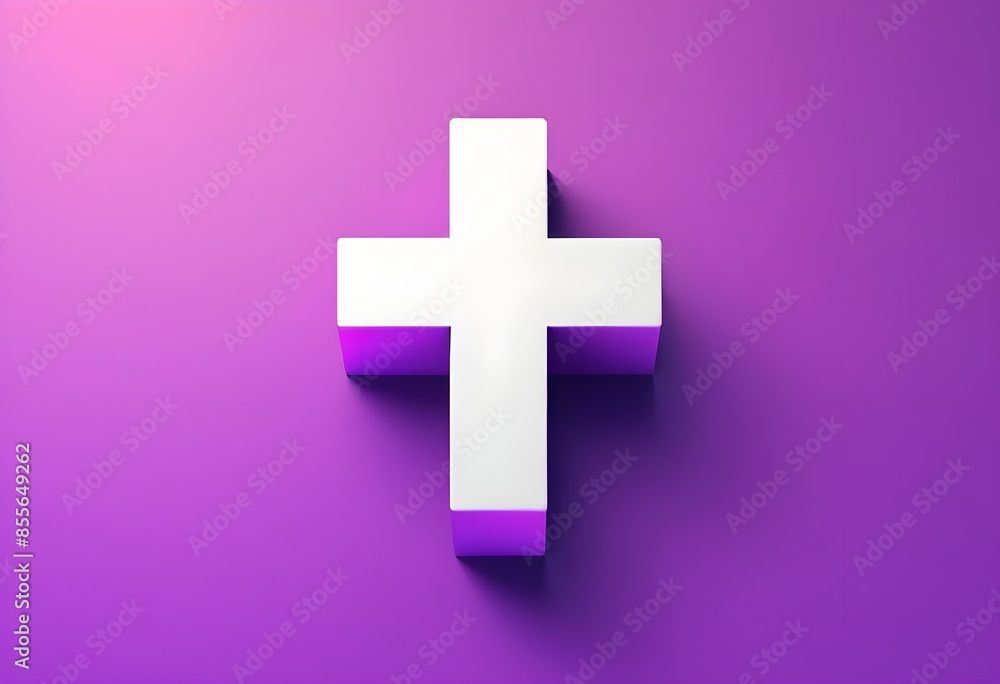 A white cross on a purple background A white cross on a purple background