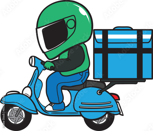 Delivery motorcycle cartoon vector