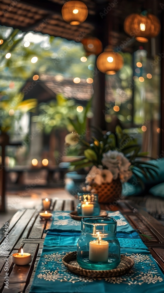 Serene and Cozy Thai Massage Setting with Candles Greenery and Warm Ambiance Serene and Cozy Thai Massage Setting with Candles Greenery and Warm Ambiance