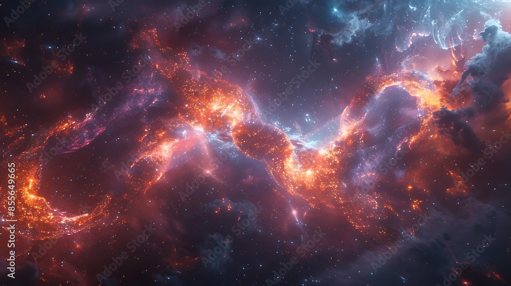 Fototapeta premium An artistic depiction of infinity symbols looping over a cosmic starfield, suggesting endless space. The ethereal glow of the symbols contrasts beautifully with the deep, star-filled background
