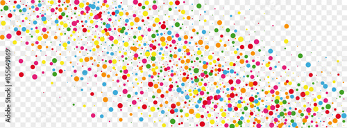 Bright Confetti Background Transparent Vector. Polka Happiness Illustration. Rainbow Christmas. Colorful Dot Top. Circle Graphic Design.
