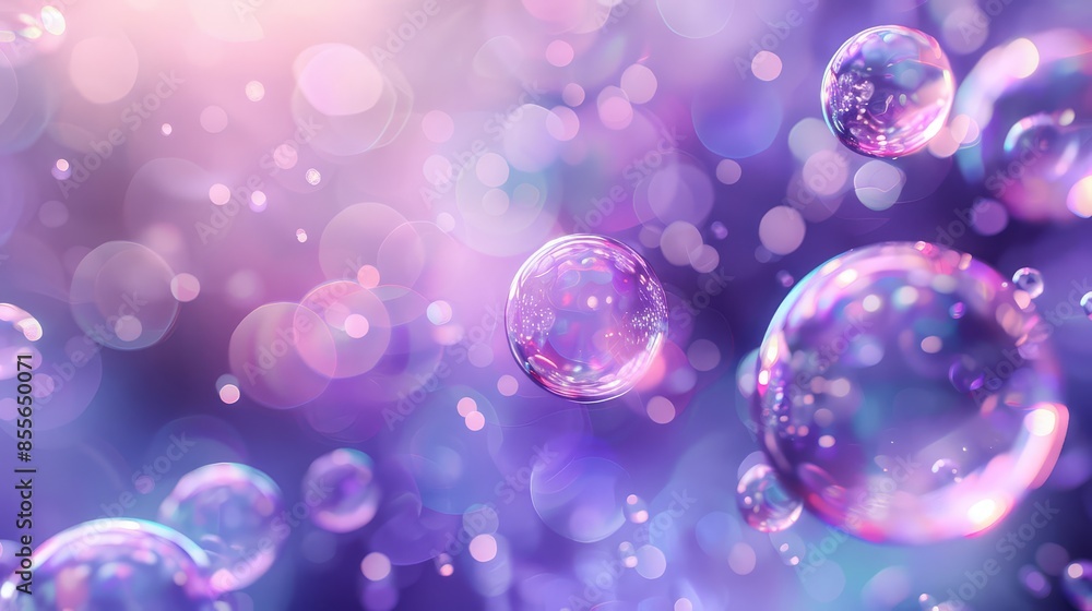 Gently floating transparent bubbles on purple background Gently floating transparent bubbles on purple background