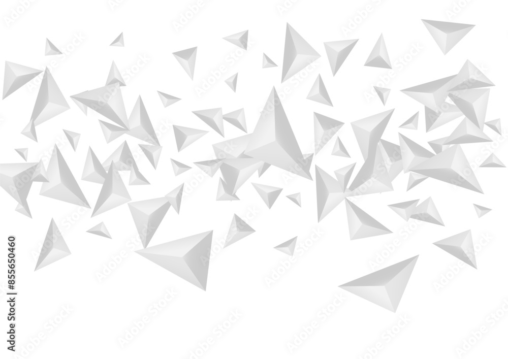 Fototapeta premium Hoar Origami Background White Vector. Element Beauty Texture. Greyscale Elegant Tile. Shard Gradient. Grizzly Triangle Template.