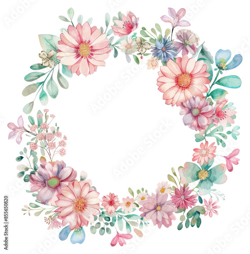 PNG Chrysanthemum circle border pattern flower wreath.