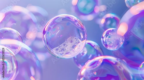 Bubbly backdrop featuring colorful bokeh and shiny soap bubbles © Pure Imagination