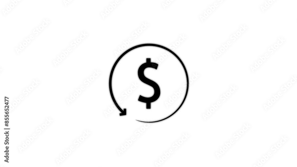 Money dollar sign icon animation on white background. Money dollar sign icon animation on white background.