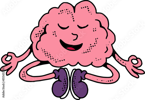 Retro Calm Mind Brain Character