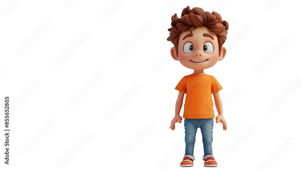 Fototapeta premium [Transparent Background PNG]Smiling cartoon boy standing