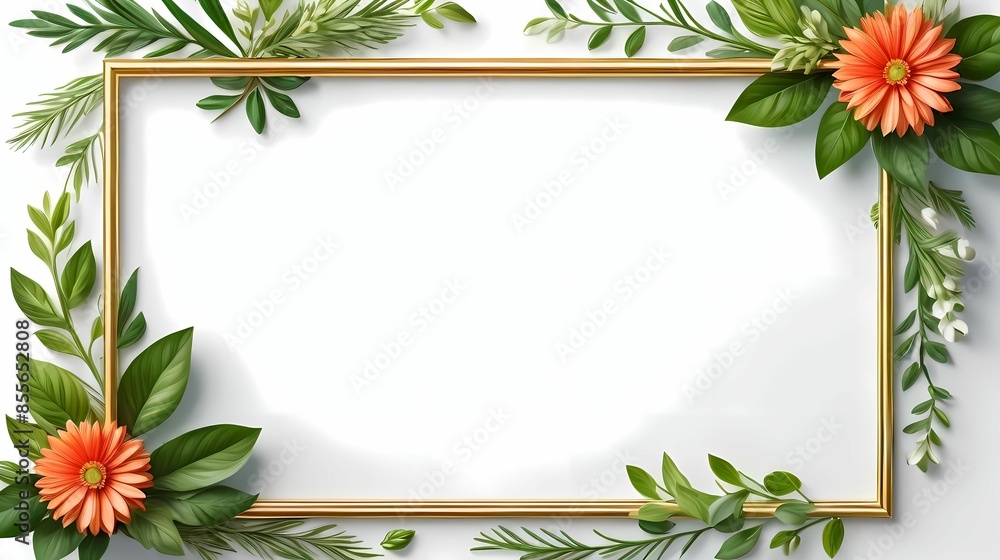 Greenery frame template with place for text for wedding invitation, card, banner, poster, sticker, cover. Greenery frame template with place for text for wedding invitation, card, banner, poster, sticker, cover.
