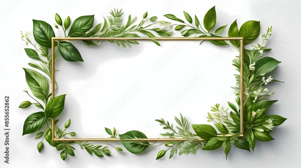 Greenery frame template with place for text for wedding invitation, card, banner, poster, sticker, cover. Greenery frame template with place for text for wedding invitation, card, banner, poster, sticker, cover.