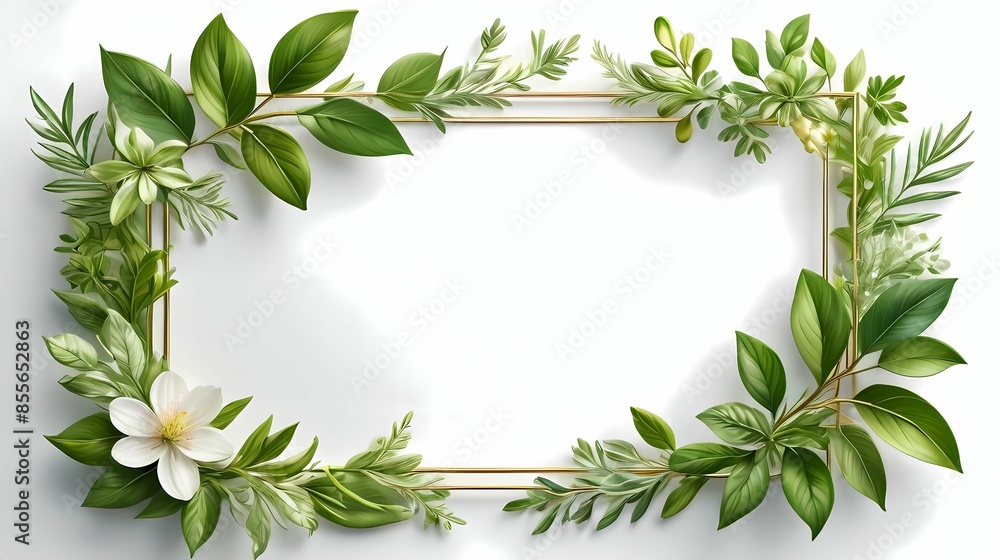 Greenery frame template with place for text for wedding invitation, card, banner, poster, sticker, cover. Greenery frame template with place for text for wedding invitation, card, banner, poster, sticker, cover.