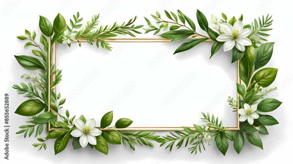 Greenery frame template with place for text for wedding invitation, card, banner, poster, sticker, cover. Greenery frame template with place for text for wedding invitation, card, banner, poster, sticker, cover.