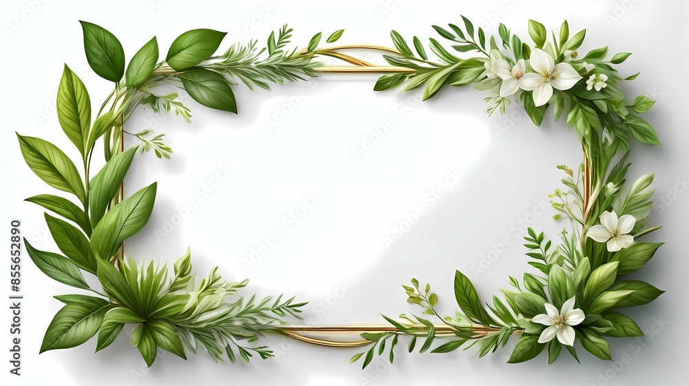 Greenery frame template with place for text for wedding invitation, card, banner, poster, sticker, cover. Greenery frame template with place for text for wedding invitation, card, banner, poster, sticker, cover.
