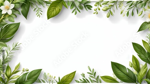 Greenery frame template with place for text for wedding invitation, card, banner, poster, sticker, cover.