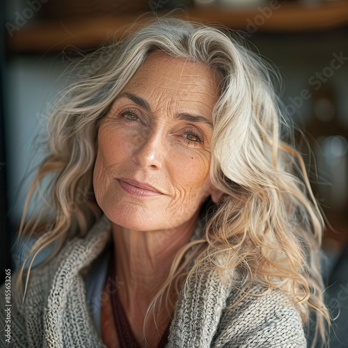 Portrait of pretty mature woman looking away