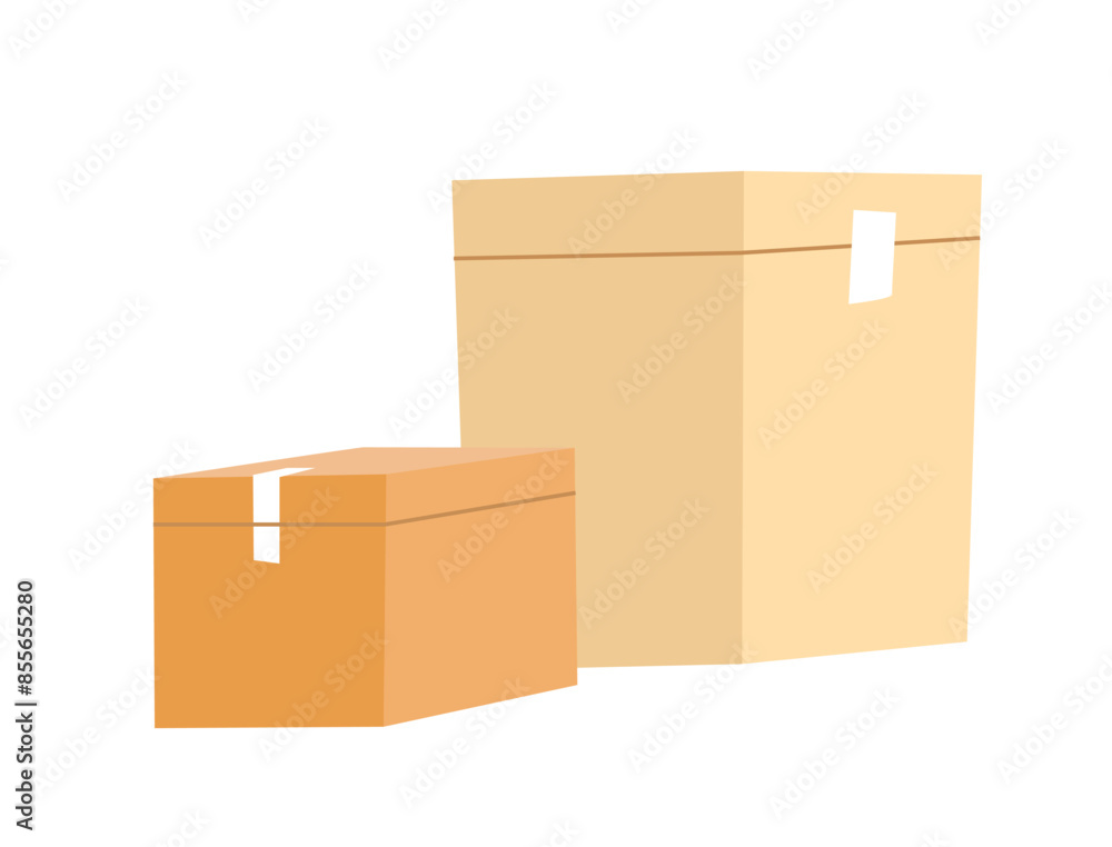 Two Cardboard Boxes Illustration vector Two Cardboard Boxes Illustration vector