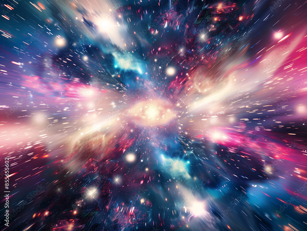 Obraz premium Hyperspace Tunnel Graphic in Luminous Interstellar Colors for Sci-Fi Enthusiasts