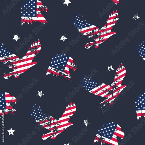 seamless pattern with eagle and American flag. 