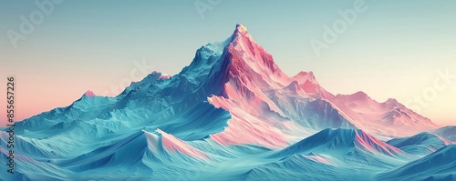 Low poly abstract mountain range with sharp, angular peaks The mountains have rough textures and rugged forms