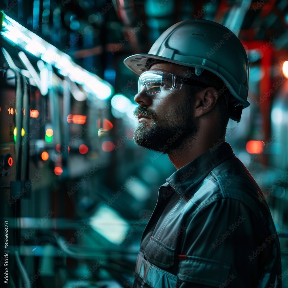 Electrical Engineer Inspecting Control Cabinet Electrical Engineer Inspecting Control Cabinet
