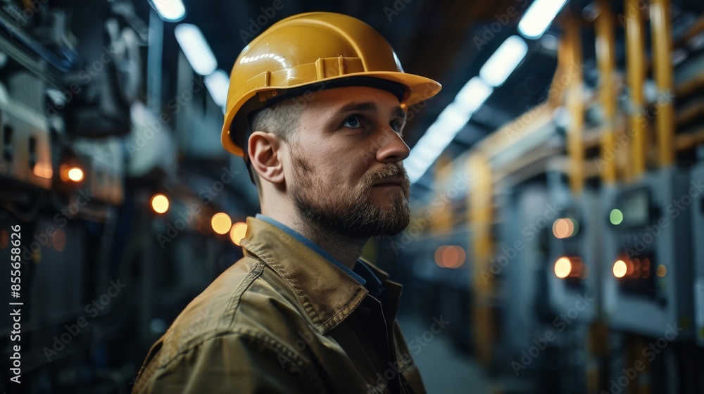 Electrical Engineer Inspecting Control Cabinet