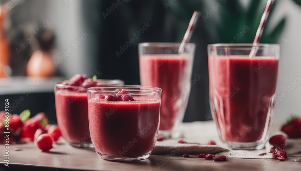 custom made wallpaper toronto digitalview of elegant Healthy appetizing red smoothie dessert in glasses