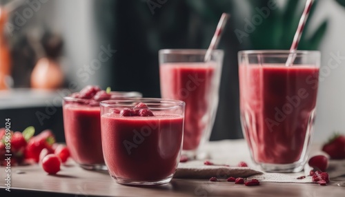 Wallpaper Mural view of elegant Healthy appetizing red smoothie dessert in glasses Torontodigital.ca