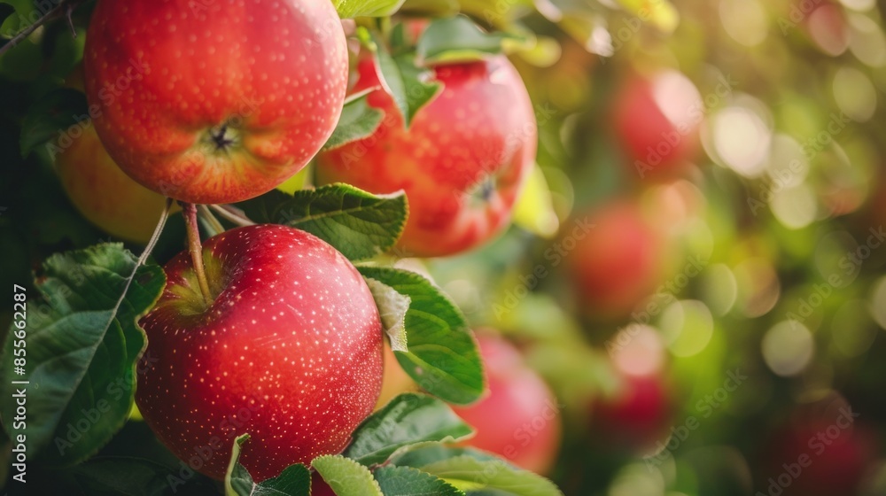 Obraz premium Ripe Red Apples on Tree Branch