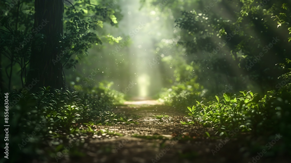 Fototapeta premium Mystical Forest Portal with Ethereal Atmosphere and Ample Copy Space