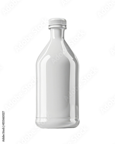 PNG of white mockup of a bottle, classic design, screwon cap photo
