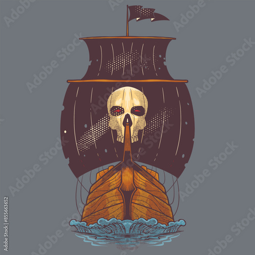 Old ship hand drawn doodle ...