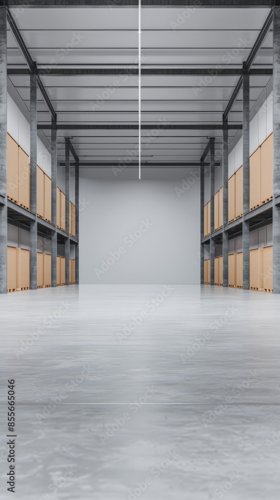 Empty warehouse storage space in grey neutral tones with copy space. Commercial Real Estate concept image. Empty warehouse storage space in grey neutral tones with copy space. Commercial Real Estate concept image.