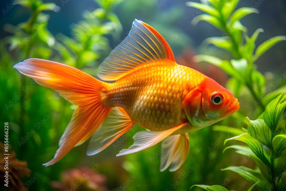 30 words or 130 characters for adobe stock title related to the image reference:..a beautiful orange goldfish swims gracefully through a lush green underwater garden. 30 words or 130 characters for adobe stock title related to the image reference:..a beautiful orange goldfish swims gracefully through a lush green underwater garden.