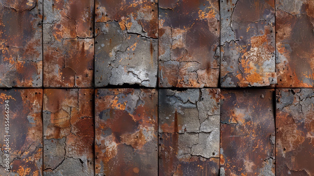 Visible signs of rust and deterioration adorn weathered metal surface Visible signs of rust and deterioration adorn weathered metal surface