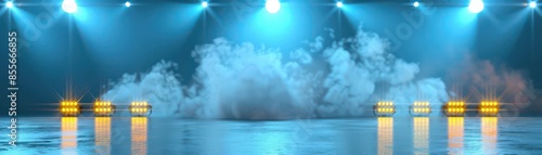 Dramatic stage lights with smoke effect