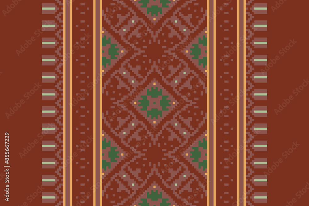 Traditional ethnic motifs ikat geometric fabric pattern cross stitch.Ikat embroidery Ethnic oriental Pixel navy blue background. Abstract,vector,illustration. Texture,scarf,decoration,wallpaper. Traditional ethnic motifs ikat geometric fabric pattern cross stitch.Ikat embroidery Ethnic oriental Pixel navy blue background. Abstract,vector,illustration. Texture,scarf,decoration,wallpaper.