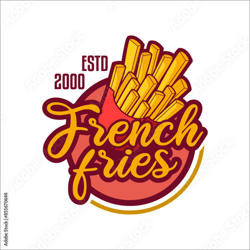 french fries logo label banner sticker template vector illustration cartoon