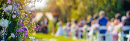 Wallpaper Mural Elegant Outdoor Wedding Ceremony with Floral Arch and Guests Torontodigital.ca