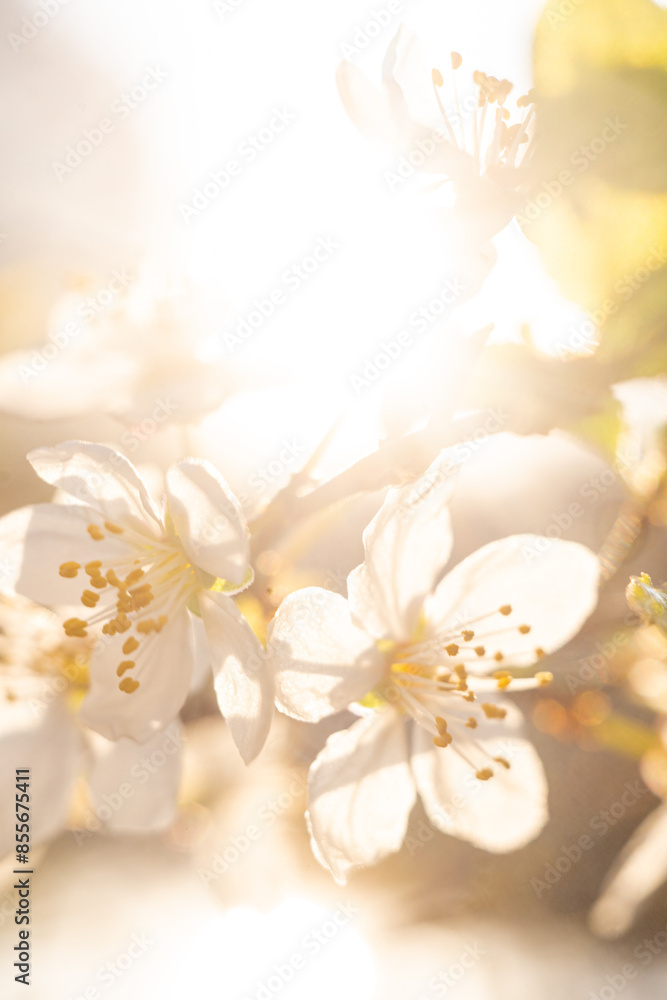 Macro photo of spring blossom. Blossoming fruit tree branch in the garden. Springtime Macro photo of spring blossom. Blossoming fruit tree branch in the garden. Springtime