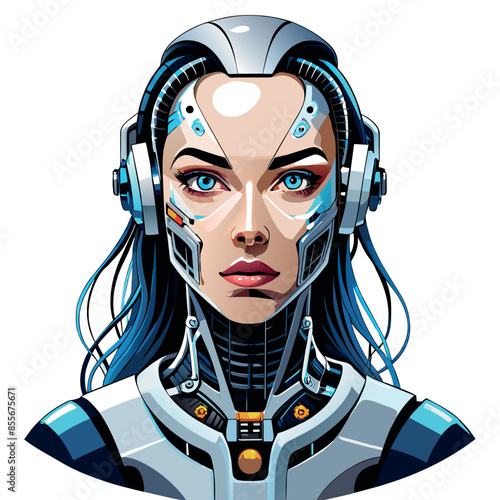 android with luminous circuits on a starry background-