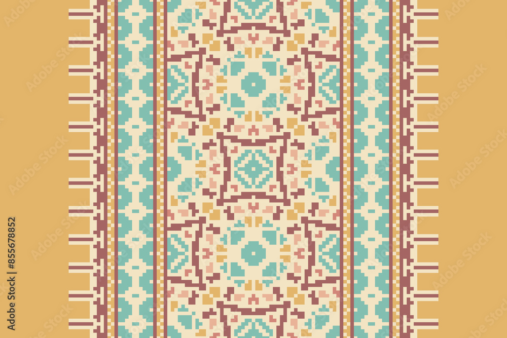 Seamless geometric ethnic asian oriental and tradition pattern design for texture and background. Silk and fabric pattern decoration for carpet, clothing, wrapping and wallpaper Seamless geometric ethnic asian oriental and tradition pattern design for texture and background. Silk and fabric pattern decoration for carpet, clothing, wrapping and wallpaper