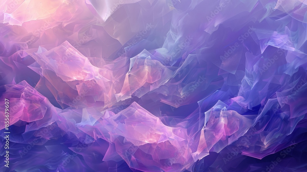 Polygon abstract background with ethereal pastel purples and pinks, creating a dreamy, soft, and fluid visual effect. Polygon abstract background with ethereal pastel purples and pinks, creating a dreamy, soft, and fluid visual effect.