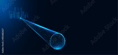 Oil pipeline. Petrol production, blue background. Triangles and particle style design. Polygon vector wireframe concept. Headline