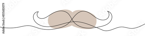 Continuous editable line drawing of mustache icon. One line drawn mustache. Vector illustration. Mustache icon in one line.