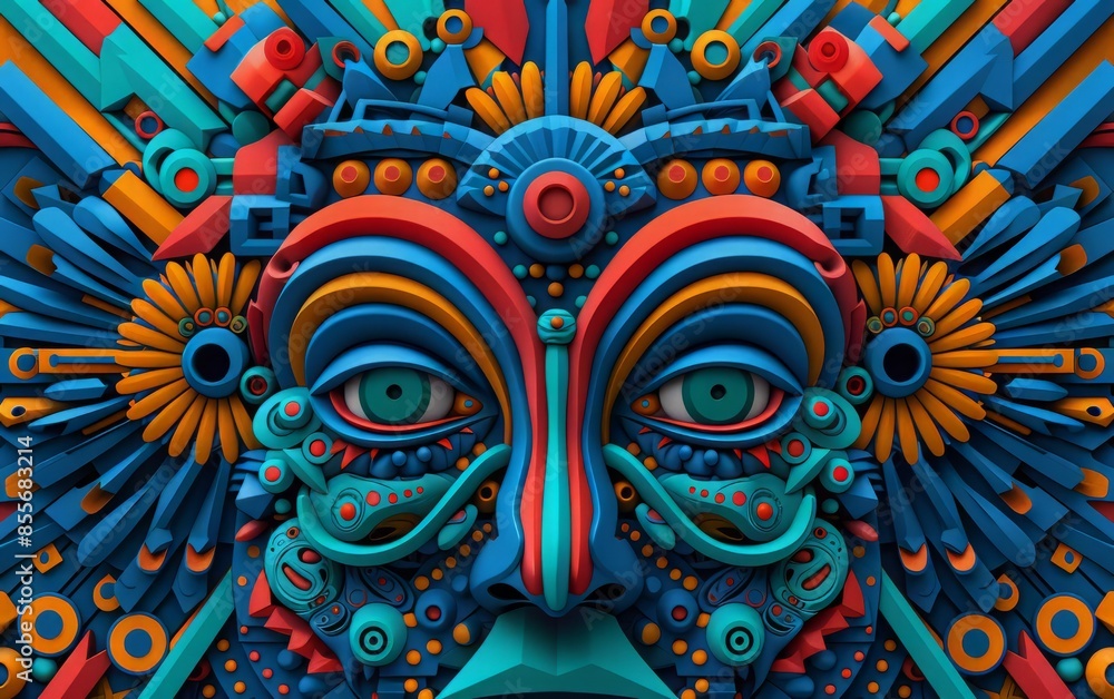 Abstract 3D Face with Bright Colors. Abstract 3D Face with Bright Colors.