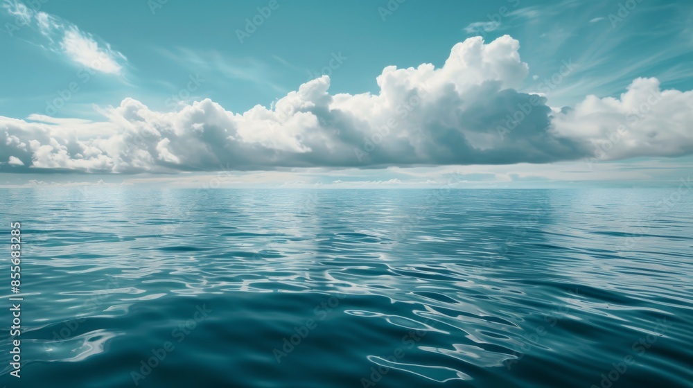Calm sea landscape with clouds sky. Background illustration generated by ai Calm sea landscape with clouds sky. Background illustration generated by ai