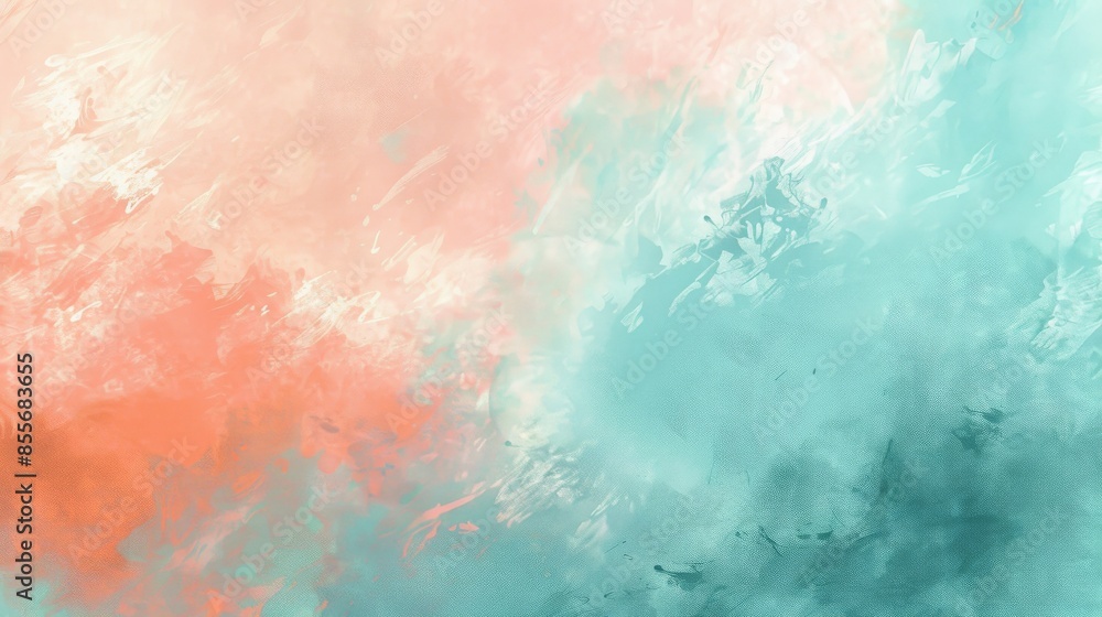 Abstract art featuring a soft blend of pastel peach and mint hues, creating a soothing and gentle visual effect. Abstract art featuring a soft blend of pastel peach and mint hues, creating a soothing and gentle visual effect.