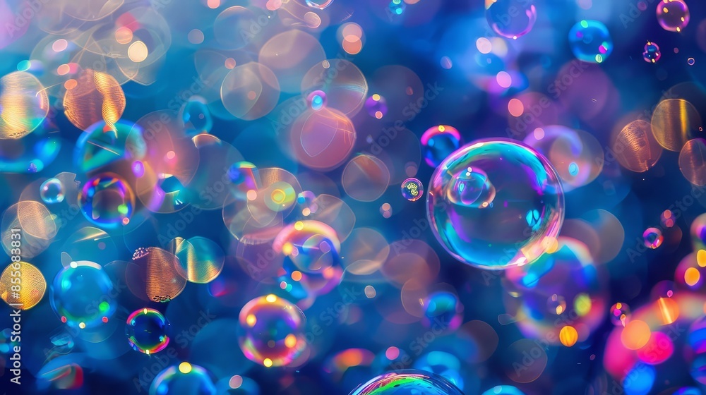 Dreamy glow of bubbles in dark blue sky Dreamy glow of bubbles in dark blue sky