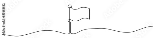 Continuous editable line drawing of flag. One line drawing of flag icon. Vector illustration. Flag icon in one line.